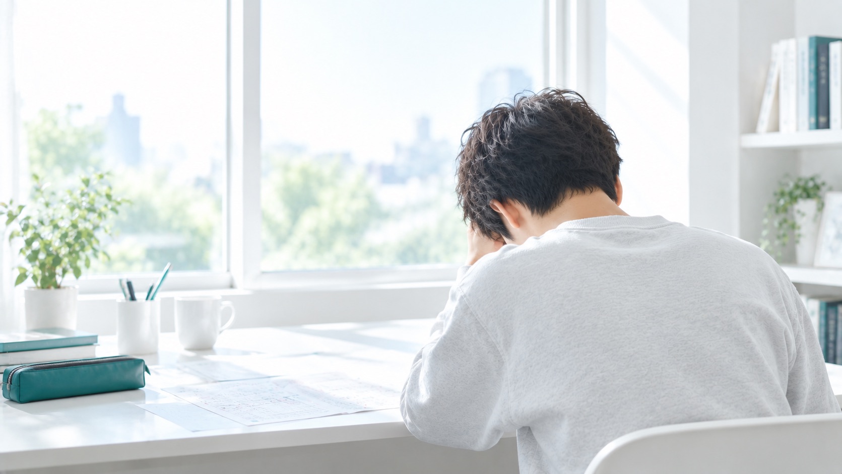結果に肩を落として考え込むイメージ
